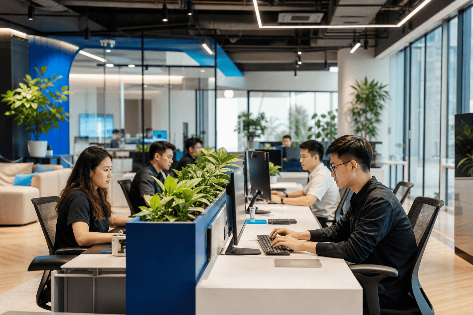 Môi trường làm việc hiện đại tại văn phòng TechNova